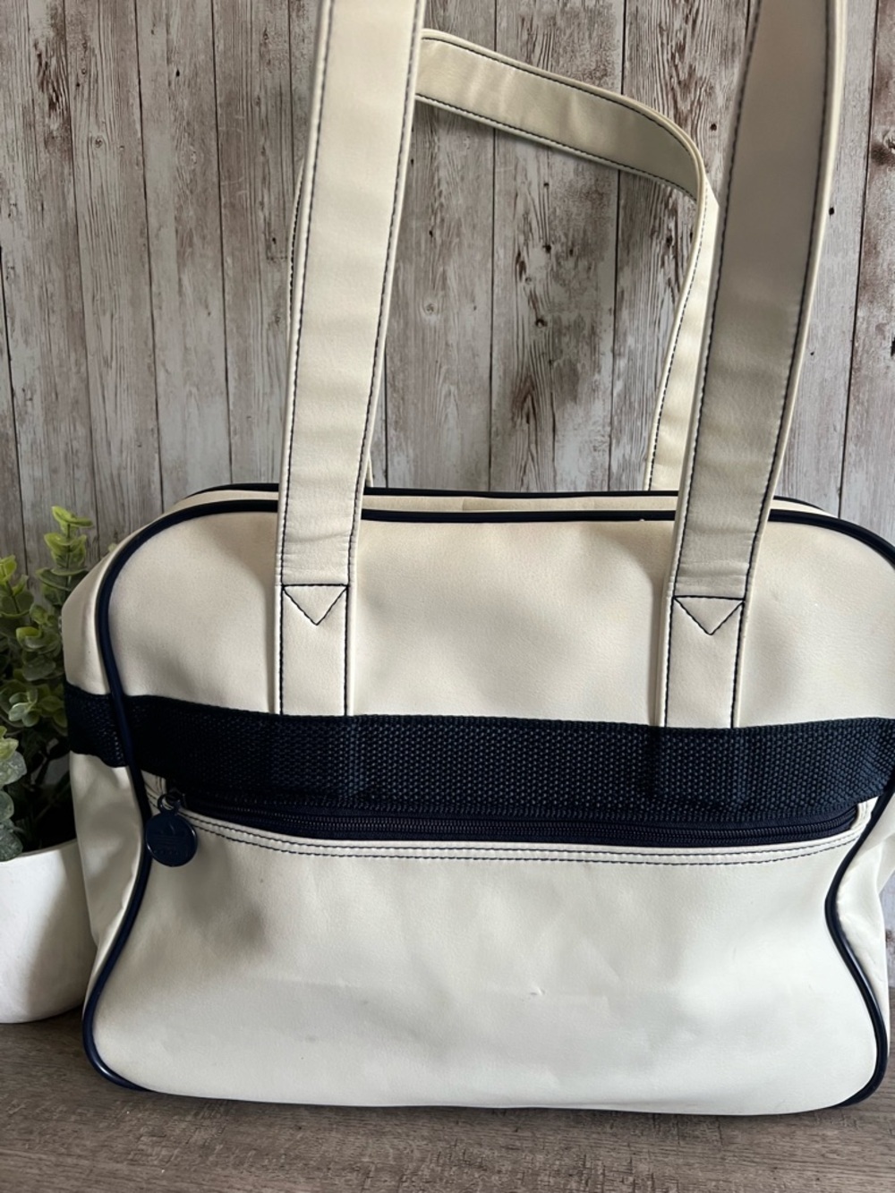 adidas Vintage Cream & Black Trefoil Shoulder Bag 80’s 90’s - Picture 3 of 5